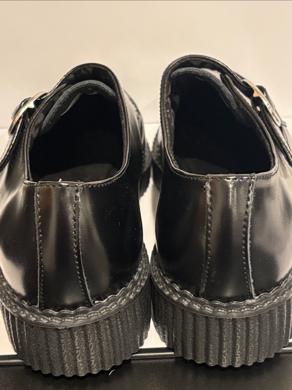 T.U.K. Black TUKskin Pointed Buckle Monk Strap Creepers - Size Men 9 - Picture 5 of 6